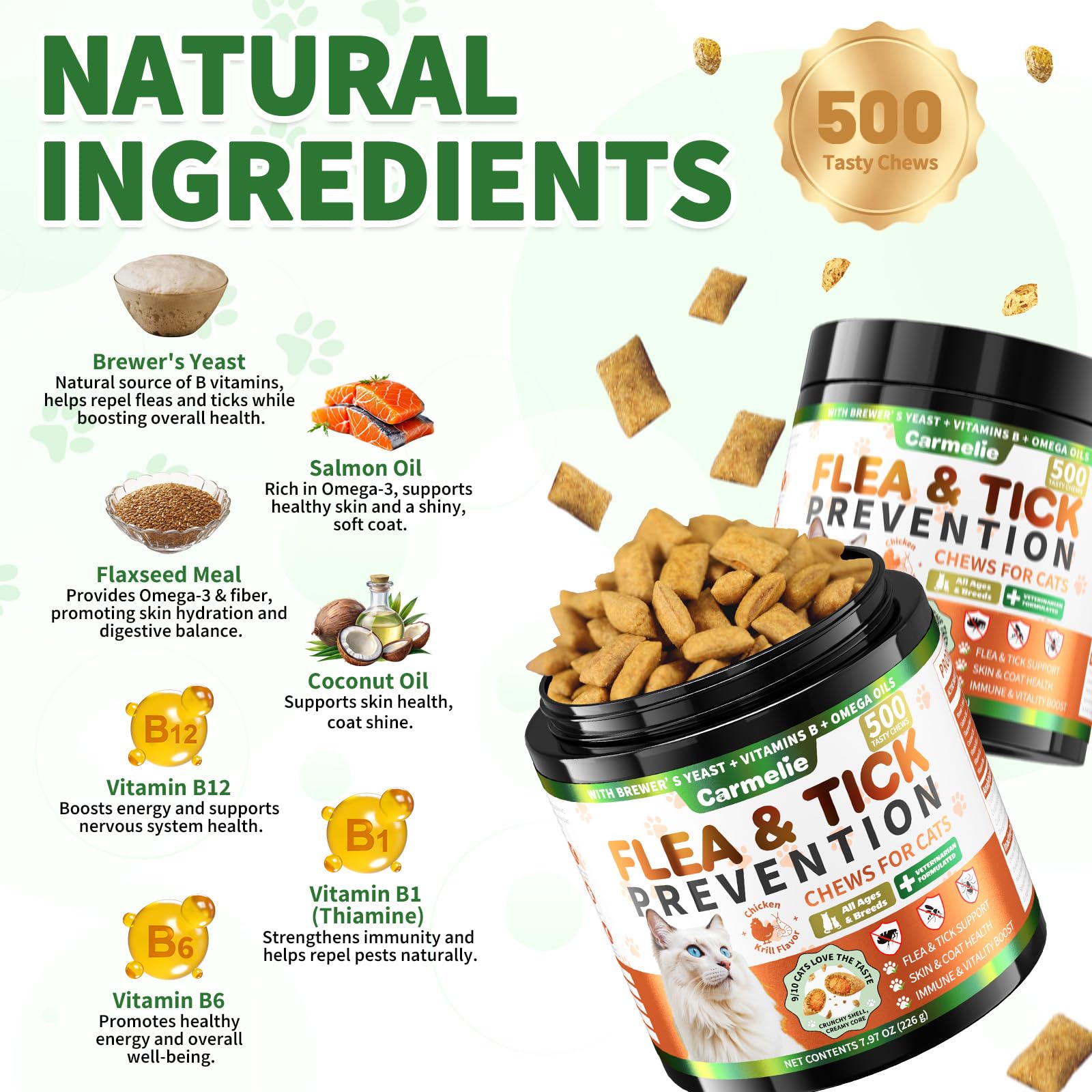 Carmelie cuidado de piel y pelaje, complemento nutritivo para pelaje brillante.