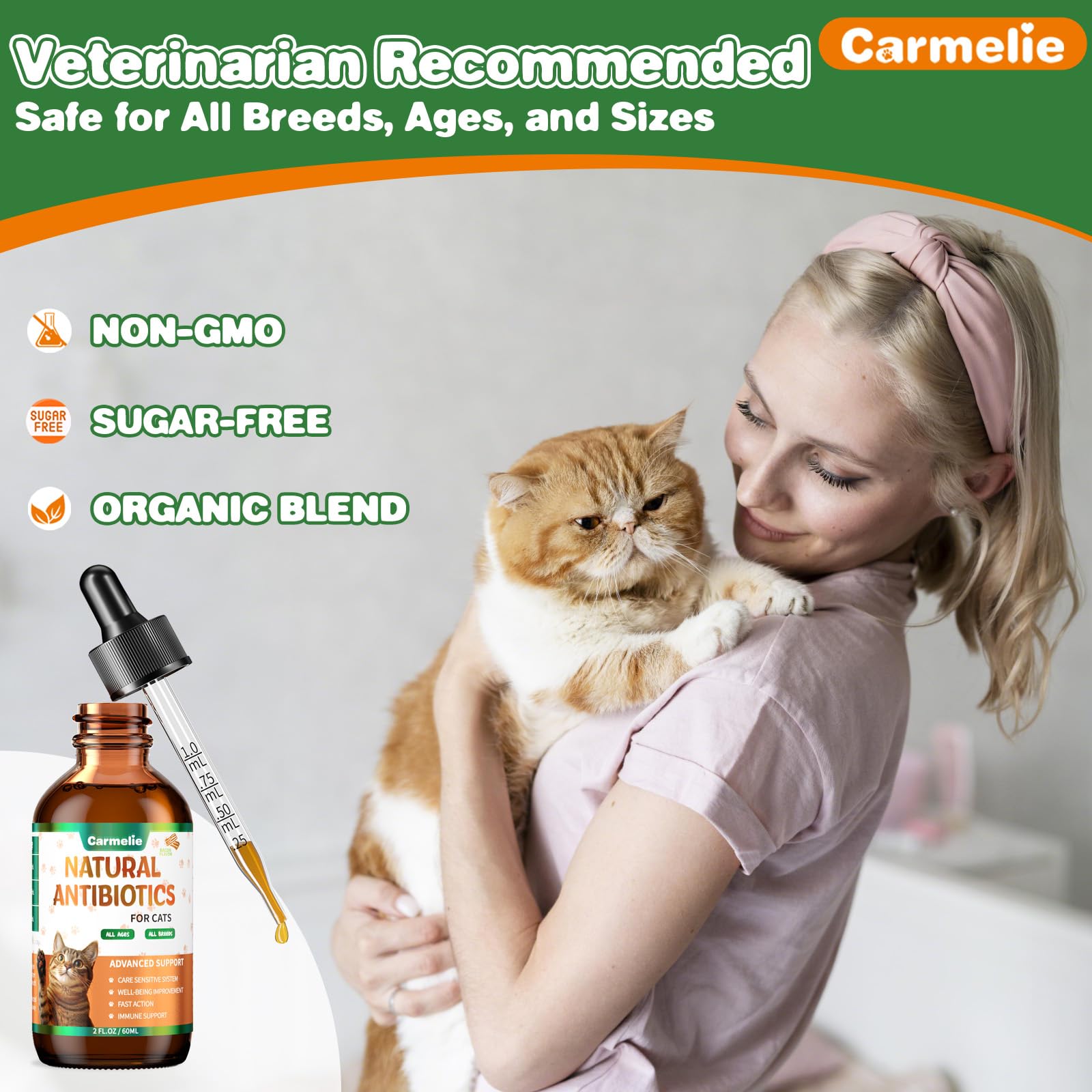 Carmelie envase de 60 ml, tamaño práctico para el cuidado diario.