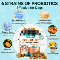 Carmelie probióticos para perros, textura blanda, ideal para mordiscos fáciles.