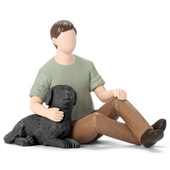 Carracci hombre con perro negro abrazando, recuerdo tierno para tu hogar