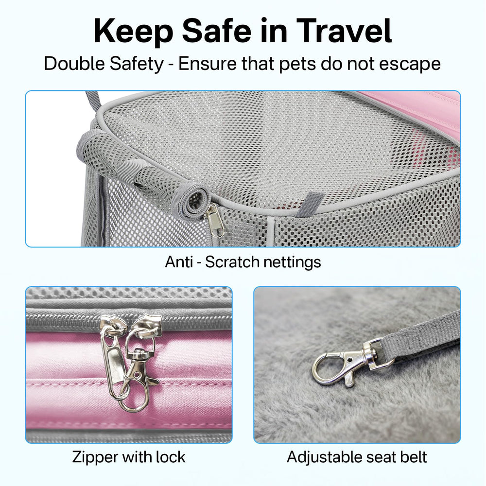 CarryTip portador gato color rosa para estilo suave durante desplazamientos.