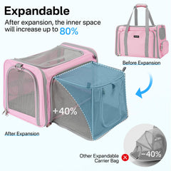 CarryTip portador gato paneles de malla transpirables para mayor ventilación.