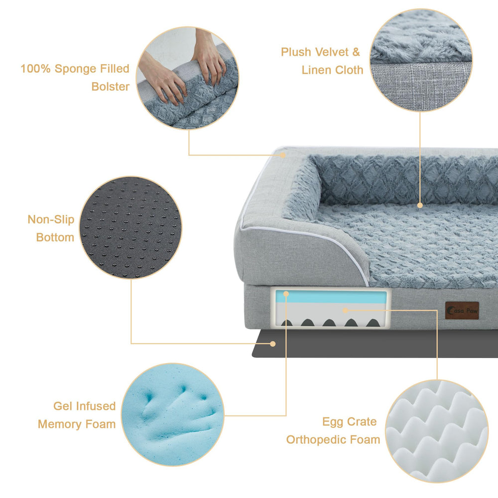 Casa Paw base-antideslizante-cama-perro-gris, evita deslizamientos al moverse.
