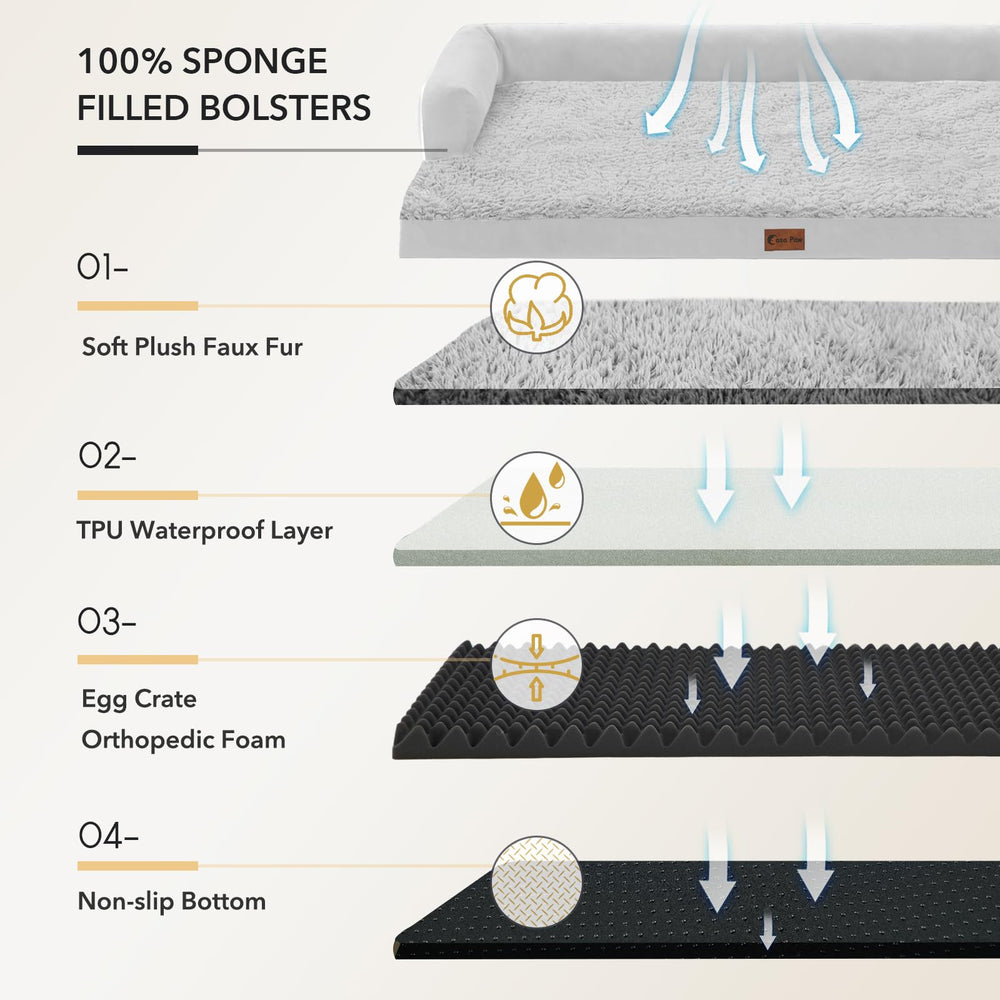 Casa Paw cama ortopédica disponible en dimensiones múltiples para razas grandes.