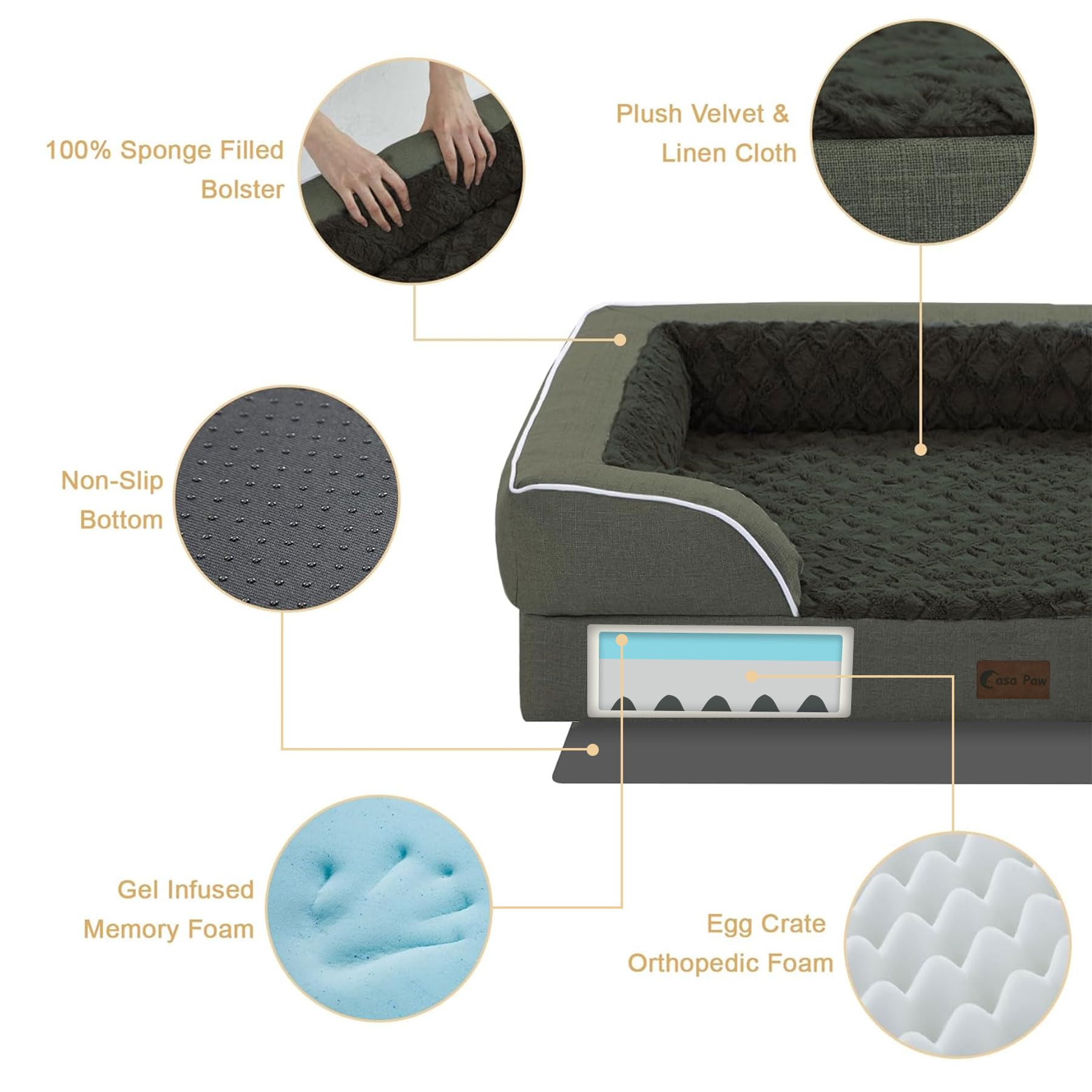 Casa Paw tapizado suave de velour para nariz y patas más cómodo