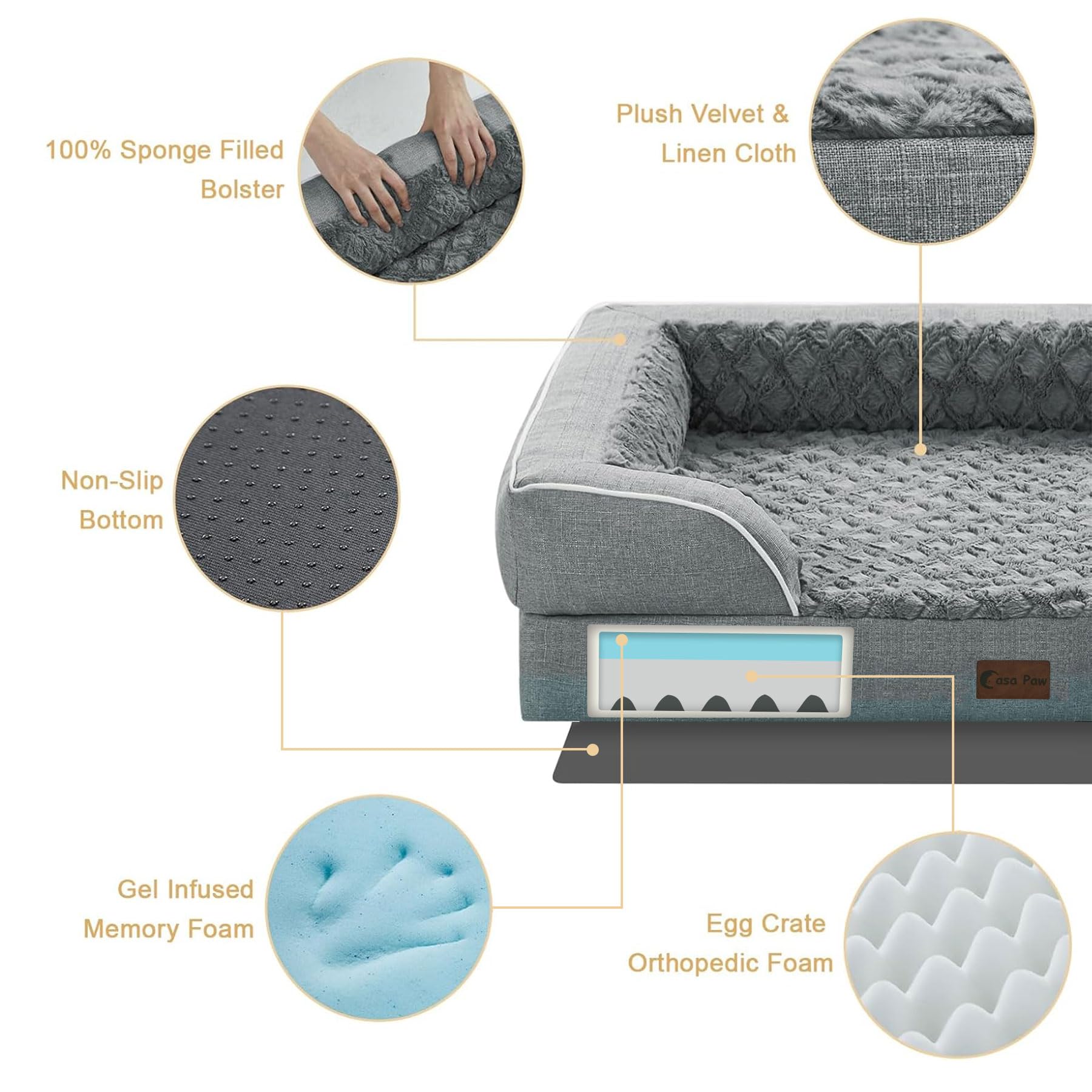 Casa Paw base antideslizante evita movimientos durante juego o dormir