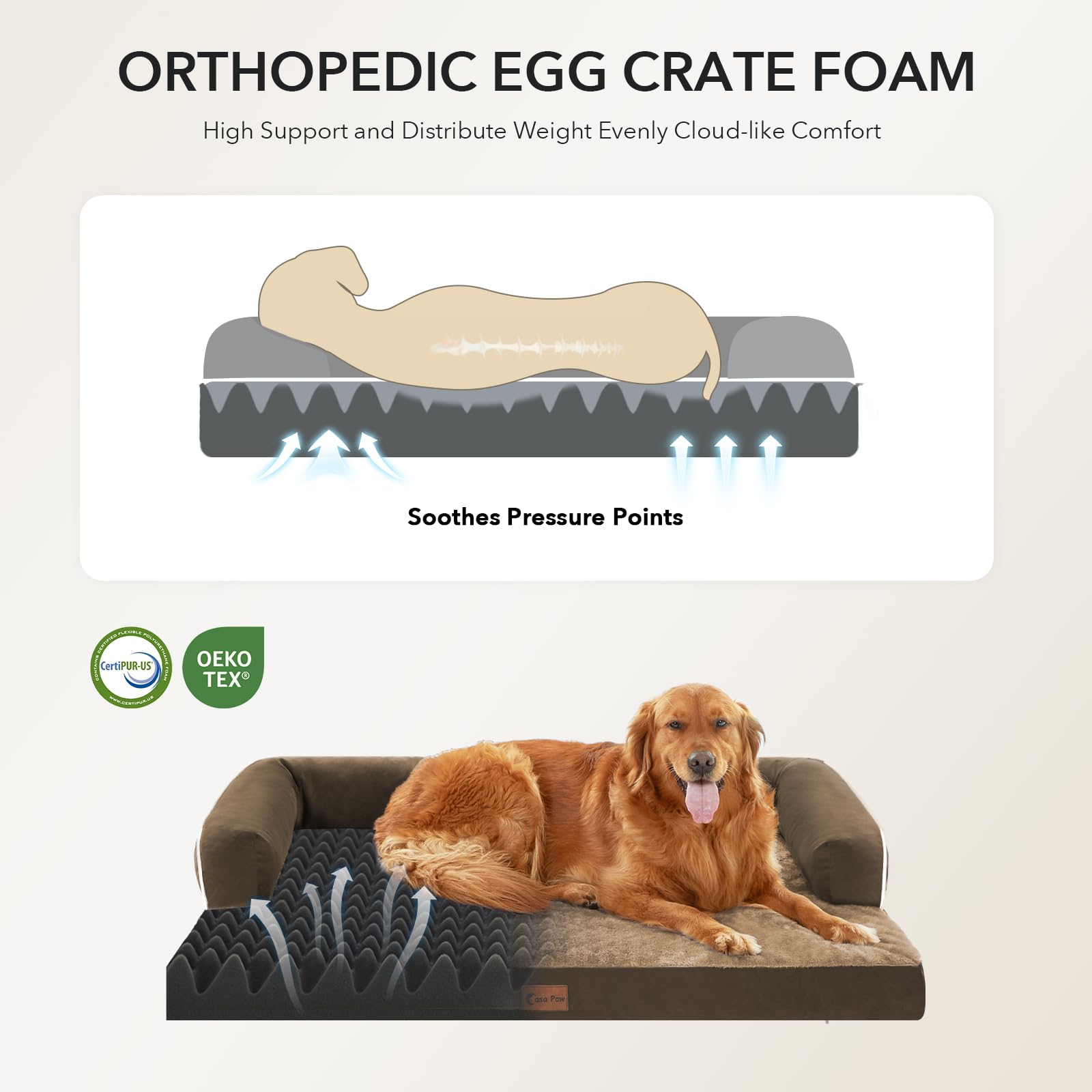 Casa Paw cama ortopédica con espuma ondulada para soporte de articulaciones