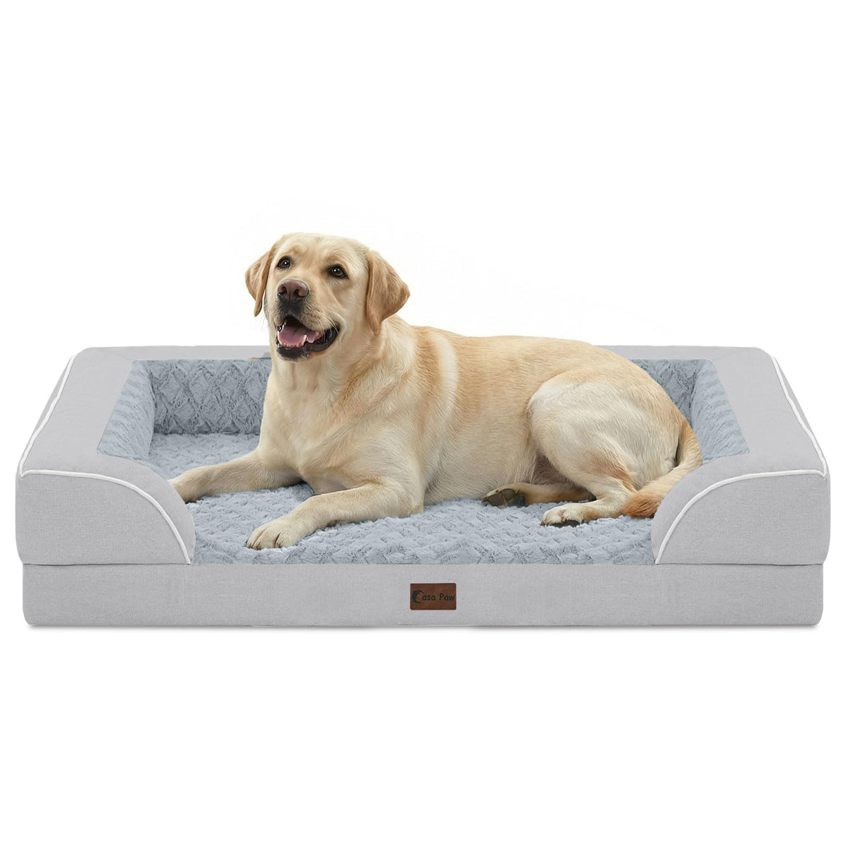 Cama ortopédica Casa Paw para perros extragrandes con soporte estable.