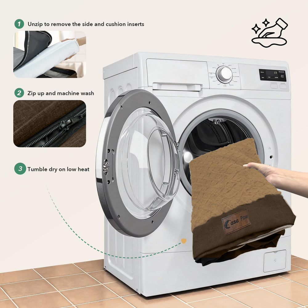 Casa Paw funda desmontable lavable facilita limpieza rápida.