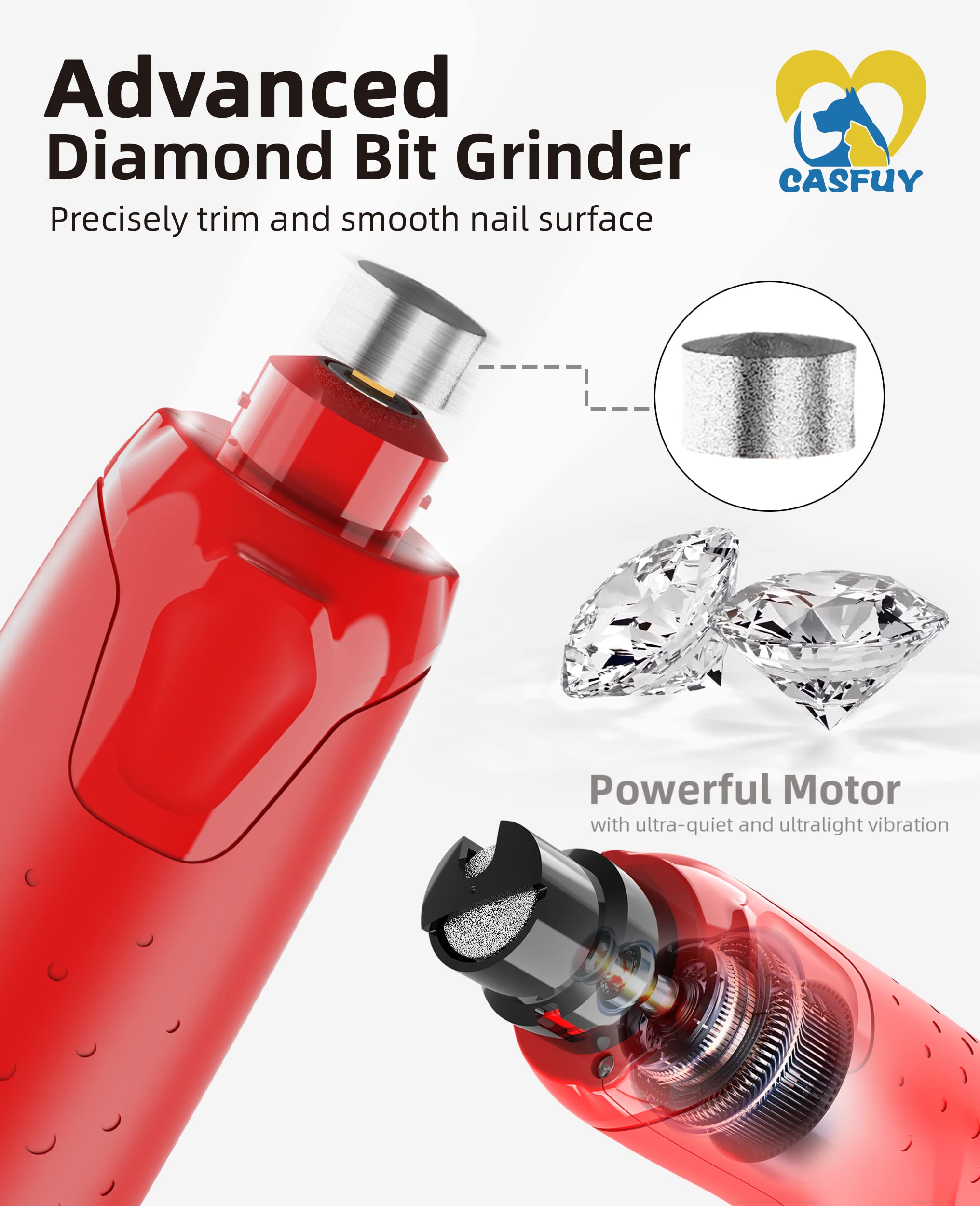 Casfuy amoladora de uñas recargable compatible con adaptador o portátil.