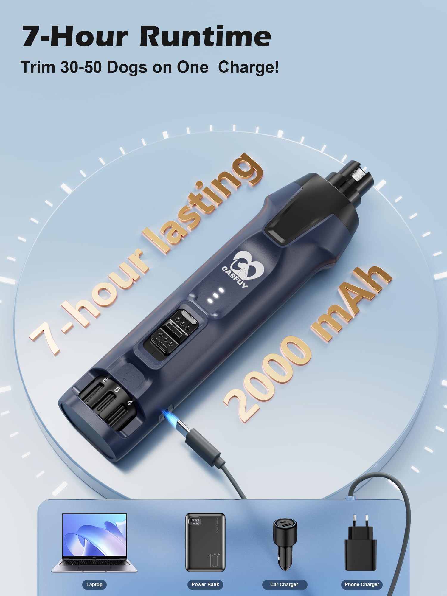 Casfuy batería de litio 2000mAh para uso prolongado.