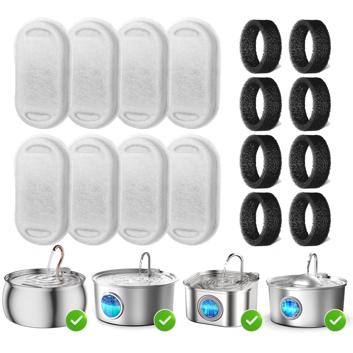Casfuy filtros de mascota para bebedero de metal, compatibilidad y rendimiento.