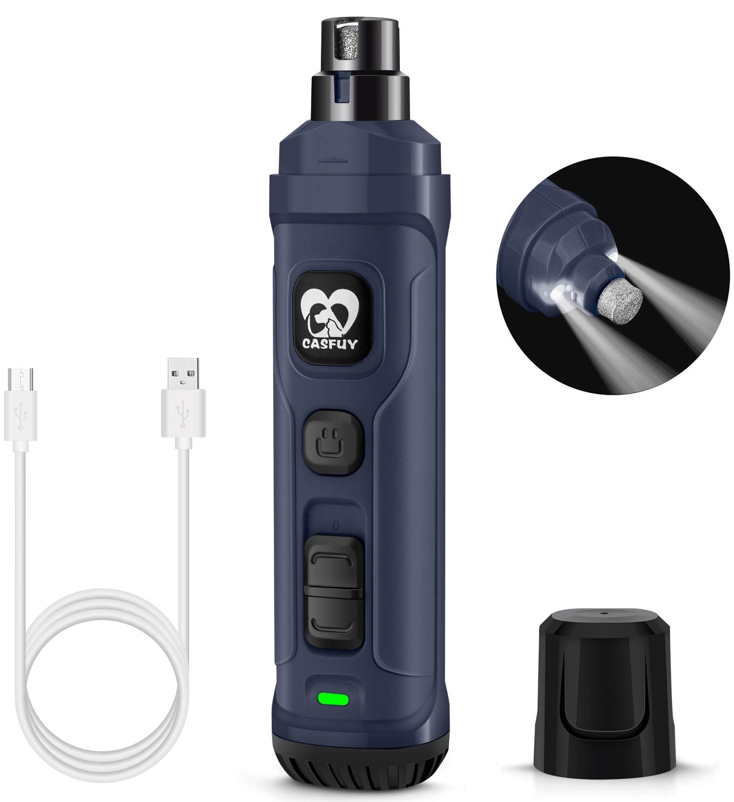 Casfuy lijadora de uñas para perros con 2 LEDs para ver la pulpa