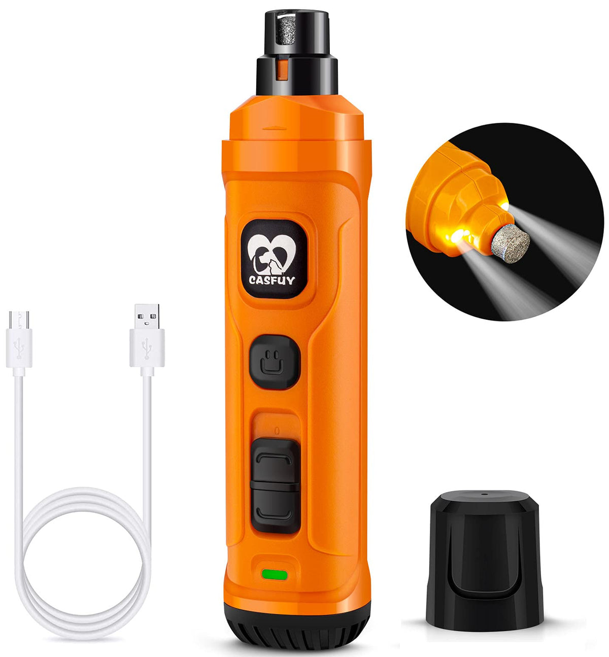 Casfuy lijadora de uñas para perros con luces LED, vista general para uso cómodo