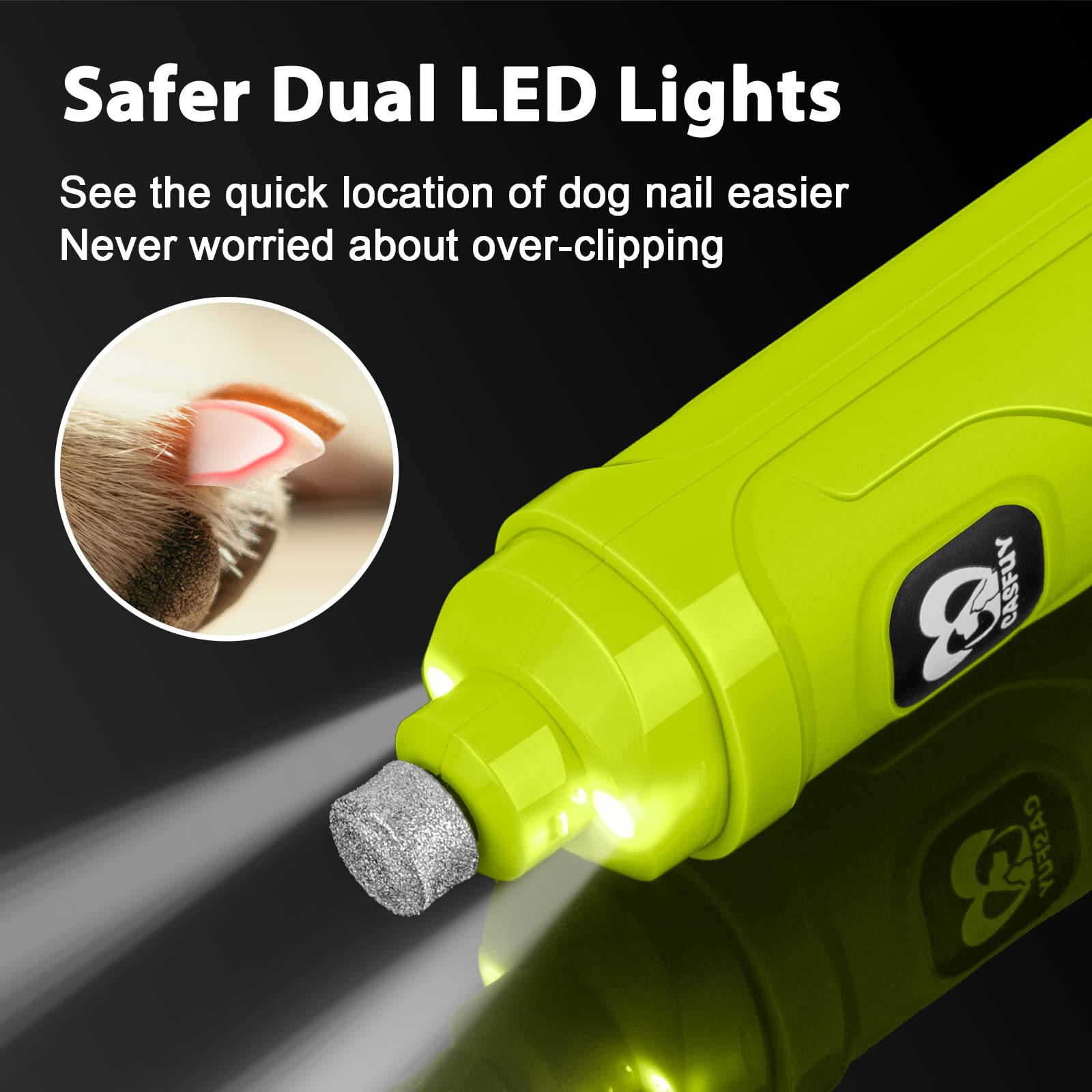 Casfuy lijadora de uñas para perros, dos velocidades ajustables para un lijado suave y controlado.