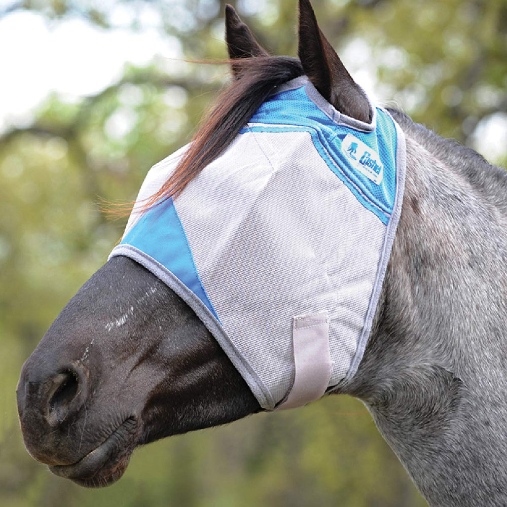 Cashel Crusader azul, talla yearling: ajuste seguro y protección solar.