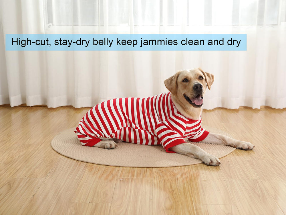 Caslfuca pijamas navidenos para perro grande, diseño a rayas, ideal para sesiones de fotos.