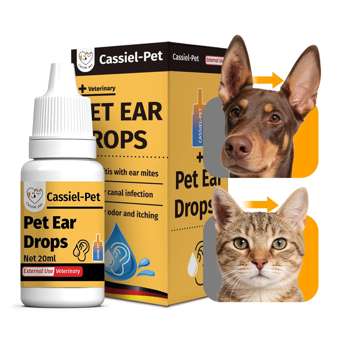 Cassiel Pet Gotas-oreja-aplicacion para uso suave y cómodo.