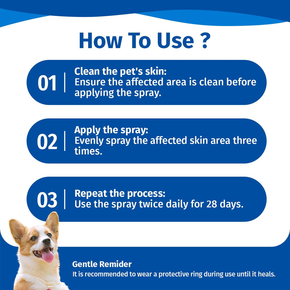 Cassiel pet spray secado rápido, evita molestias al secar.