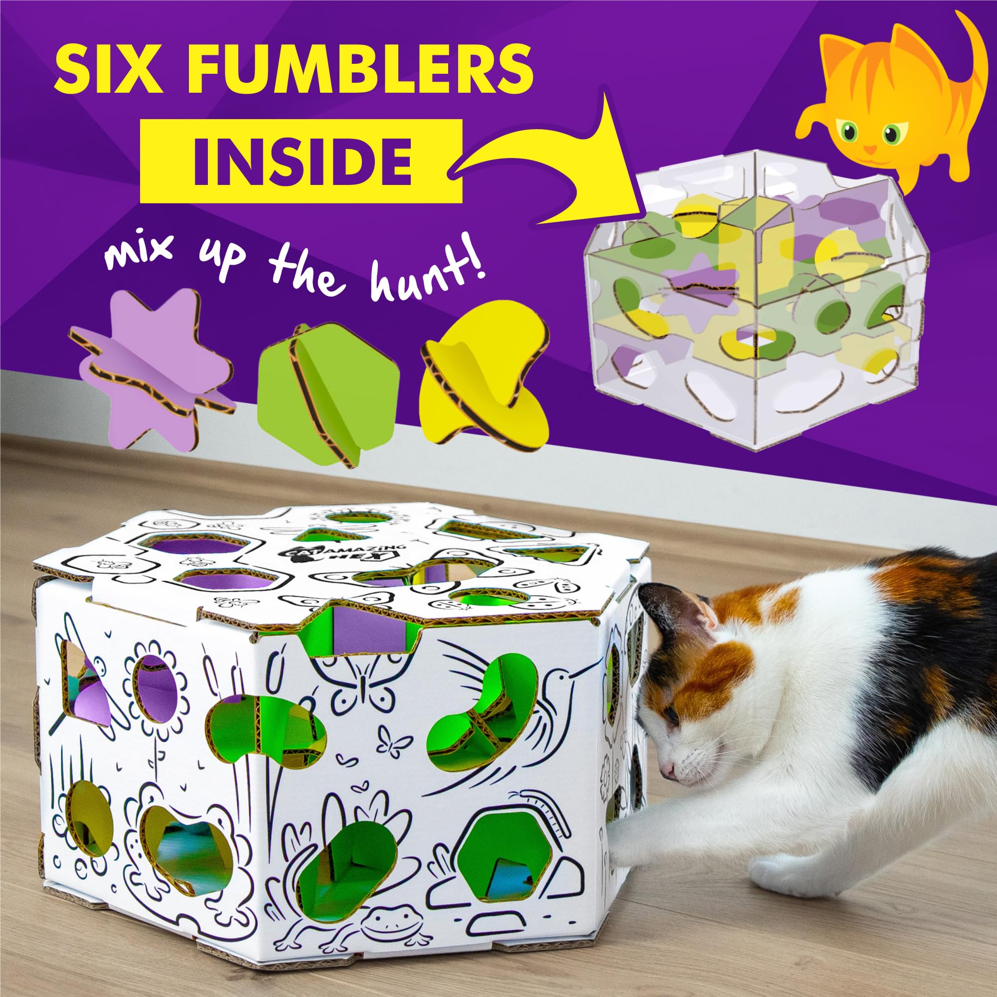 Cat Amazing HEX: seis rodillos interiores que generan desafío y curiosidad.