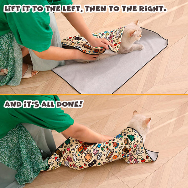 Cat Grooming Wrap: diseño antideslizante para manejo seguro.