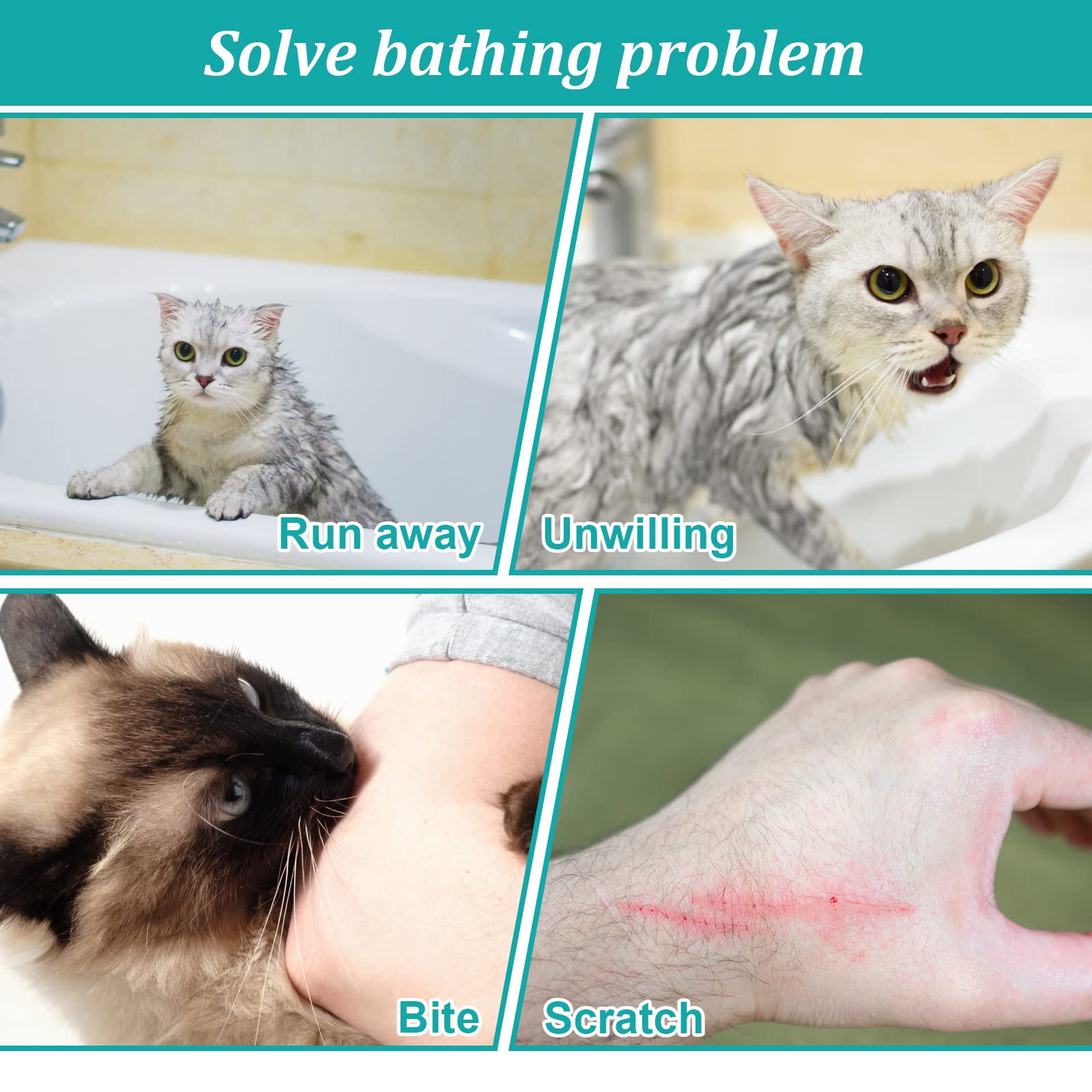 Catcan cobertura corporal completa para seguridad durante el baño.