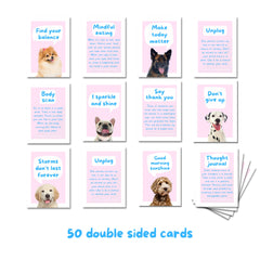 Cartas CatchYourDreams Dogs Against Anxiety, consejos de TCC para manejo del estrés.