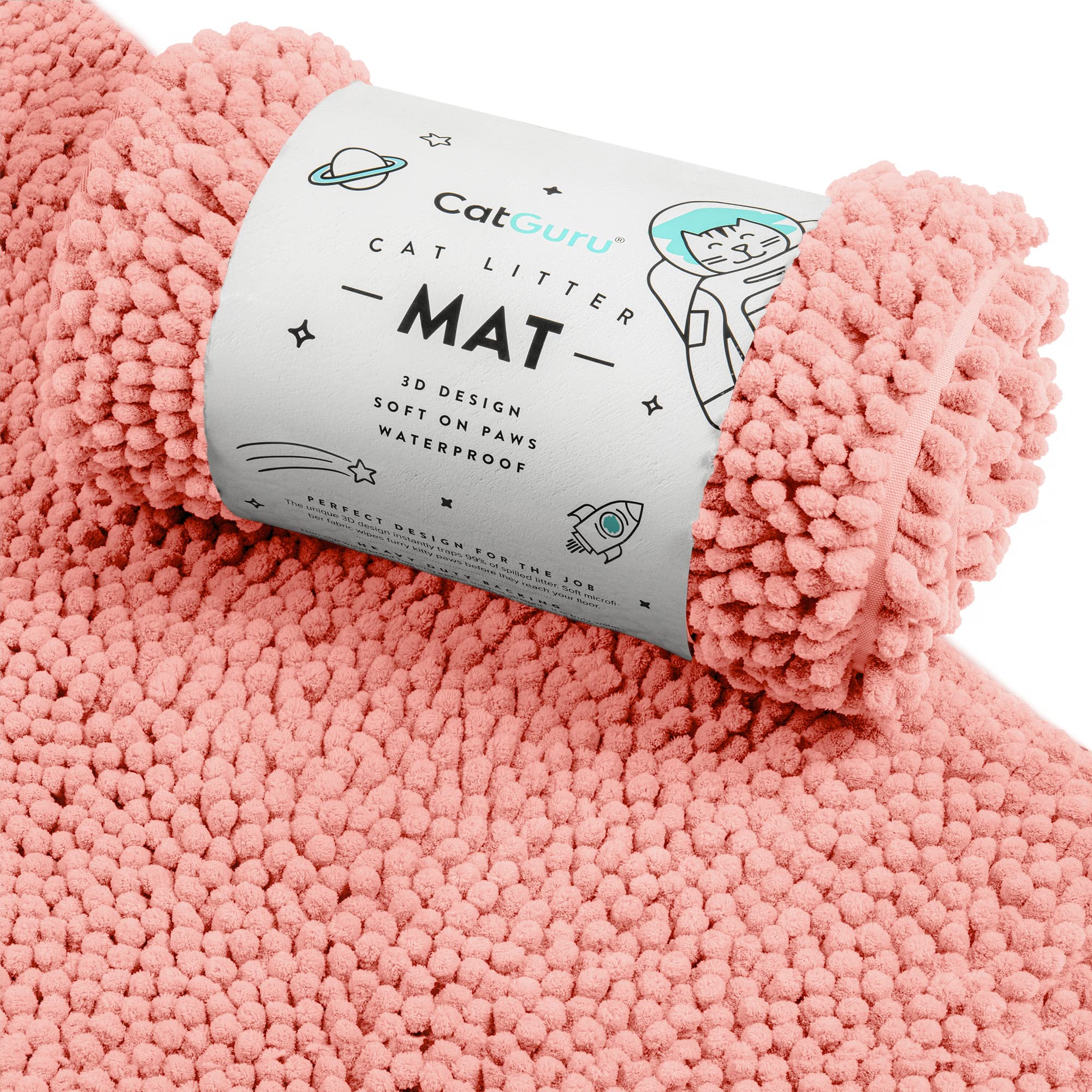 CatGuru alfombrilla para arena de gato XXL coral protege el suelo.