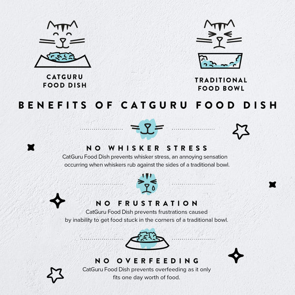 CatGuru cuenco cerámico Torus, par de cuencos blancos, base antideslizante para comer.