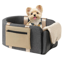 Cathpetic asiento consola para perro, vista frontal con seguridad y comodidad