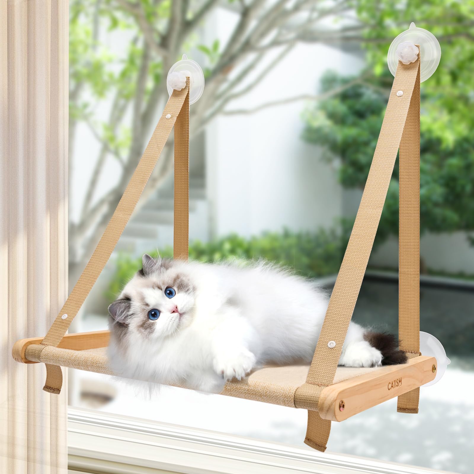 CATISM percha-ventana-gato-asiento-suave ideal para descanso al sol.