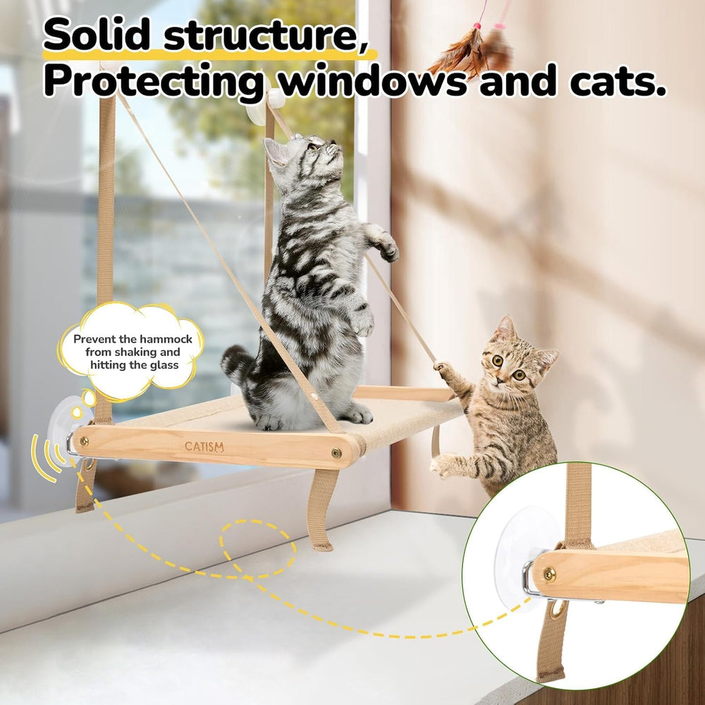 CATISM percha-ventana-gato-estabilidad-duradera soporta peso de gatos hasta 40 lb.