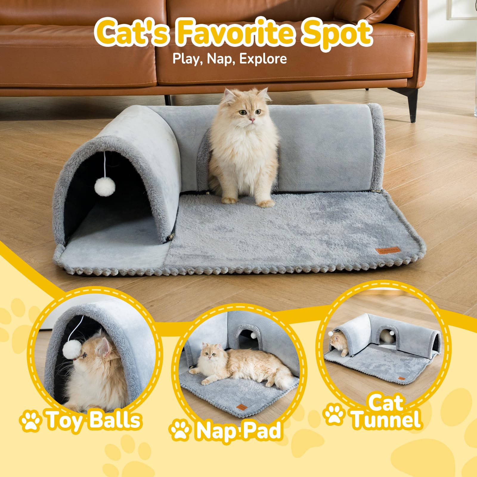 CATISM tunel para gatos con espacio amplio y cómodo.