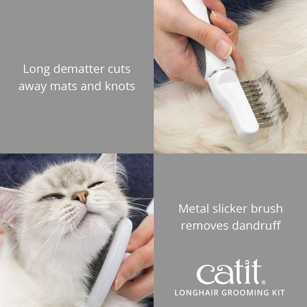 Catit kit pelo largo con contenedor vertical para herramientas