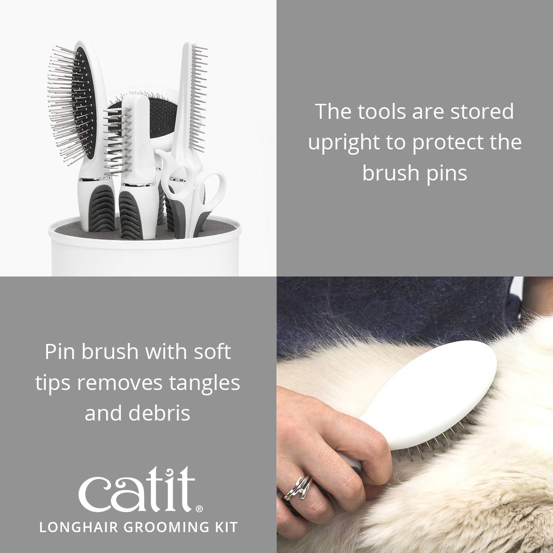 Catit kit pelo largo con tijeras para uñas curvas y seguras