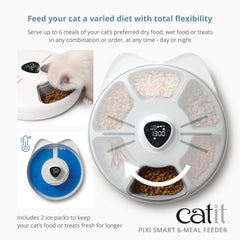 Catit PIXI configurando comidas desde la app para comodidad.