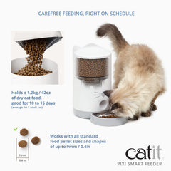 Catit PIXI Smart Feeder con aplicación móvil PIXI para programar comidas.