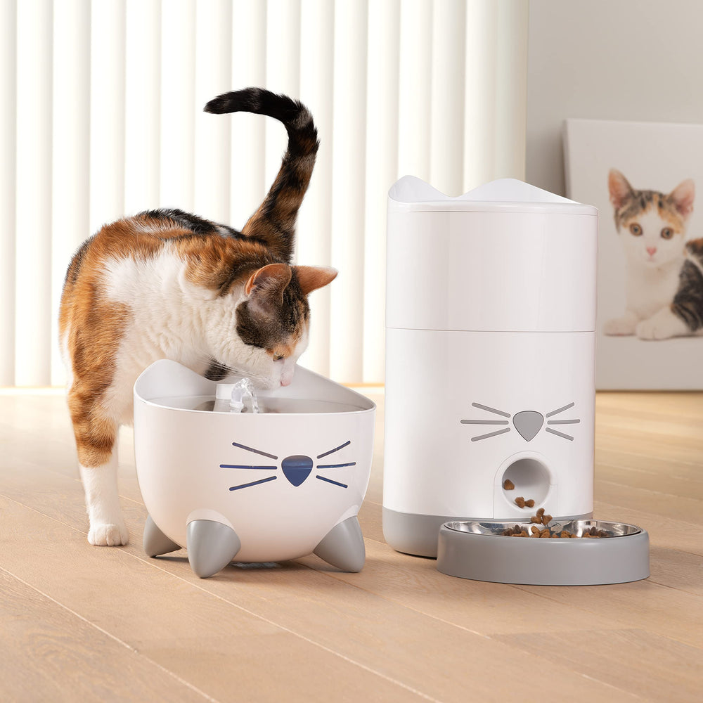 Superficie de agua amplia de Catit PIXI, cómoda para bigotes del gato.