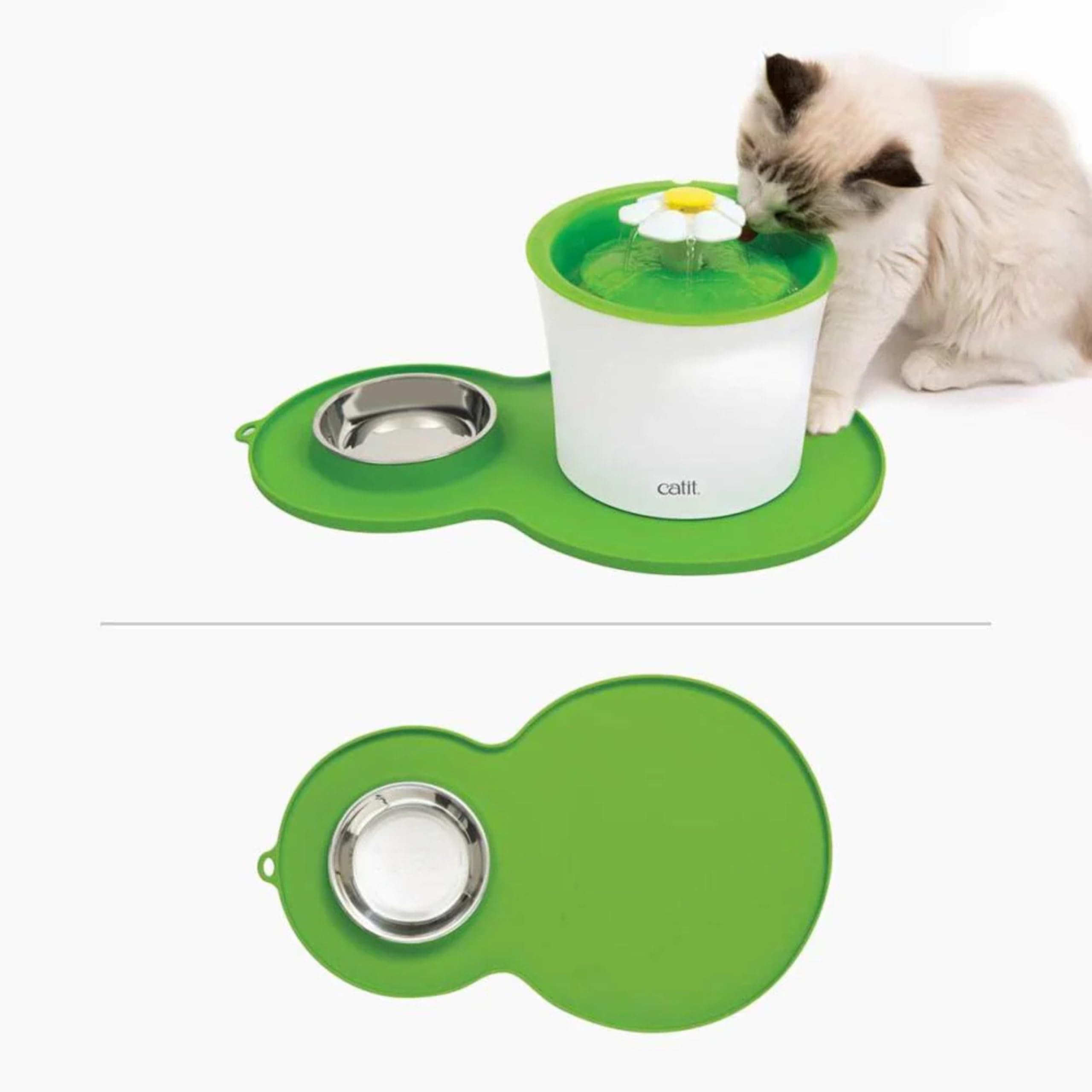 Catit estera de silicona grado alimentario verde, fácil de limpiar.