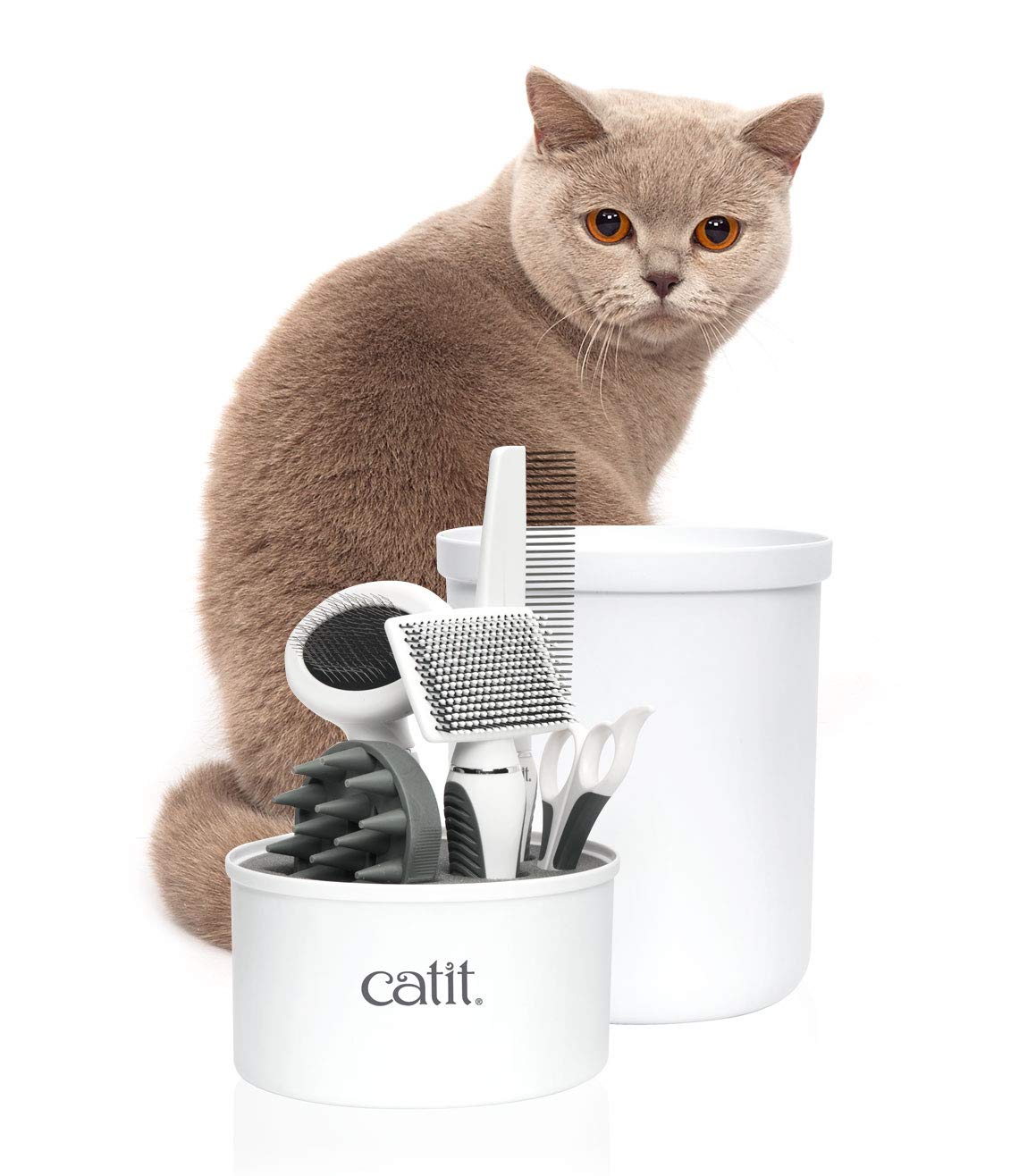 Catit Senses 2.0, almacenamiento vertical, herramientas protegidas y al alcance.