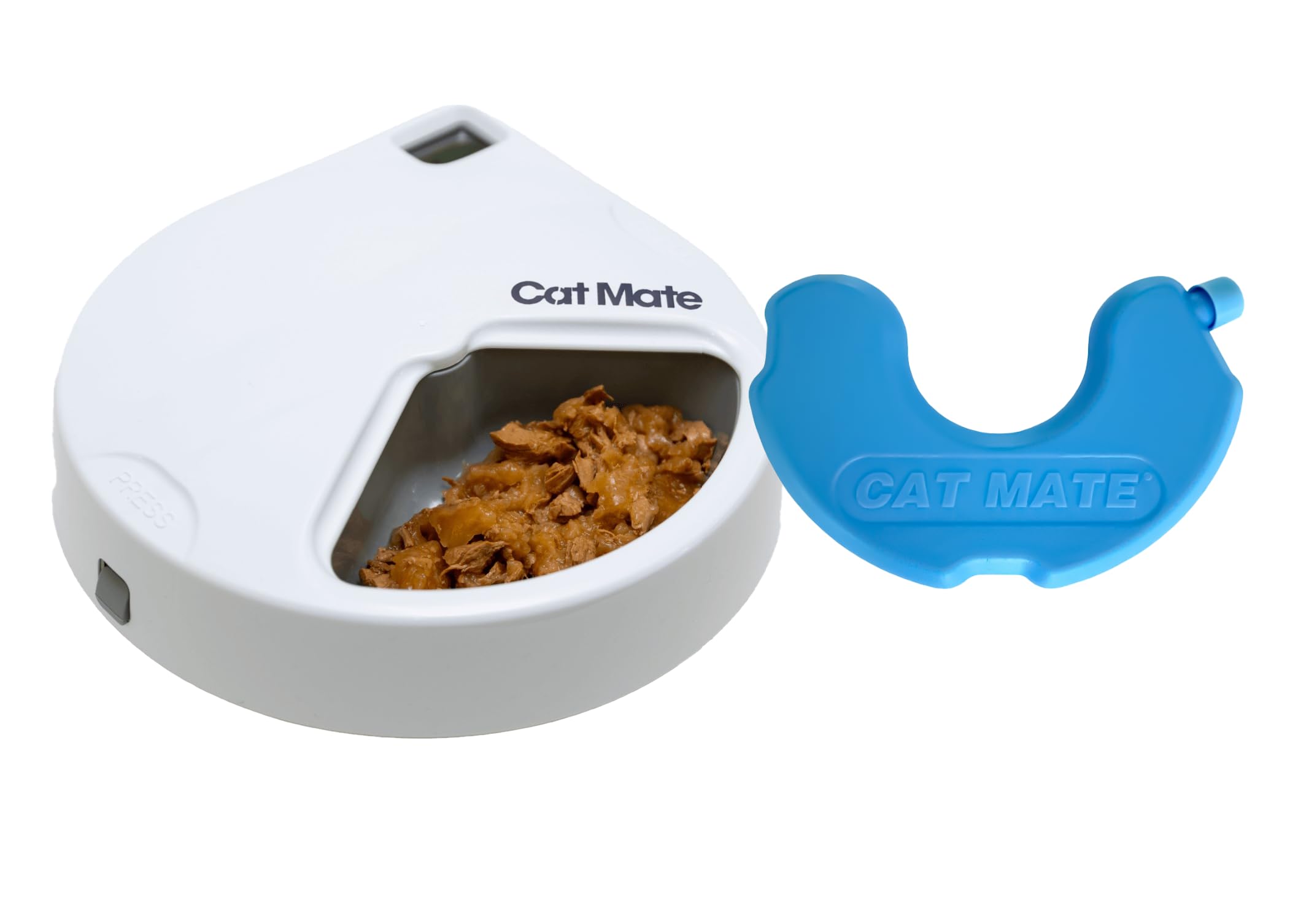 Cat Mate C300 exterior blanco, compacto diseño para alimentación programada.