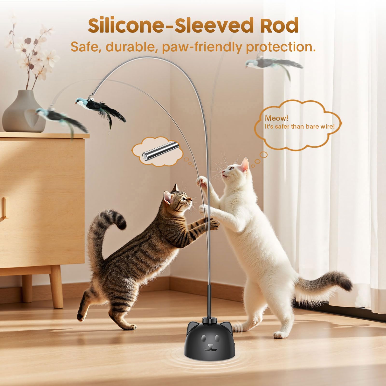 Catpick Joy versión USB recargable para uso silencioso en apartamentos.