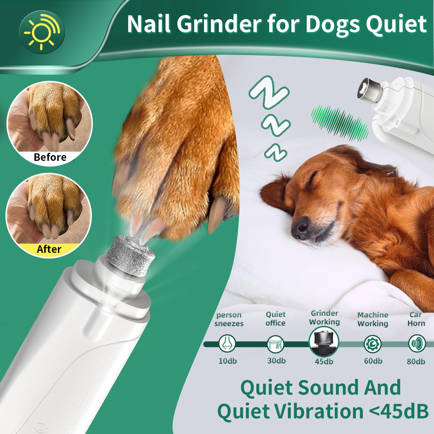 CATPICK lijadora de uñas para perro con bajo ruido para un cuidado suave