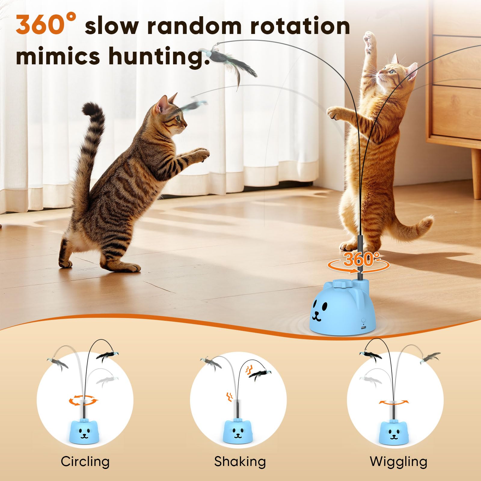 CATPICK Varita con pluma giratoria 360 para juego interactivo prolongado