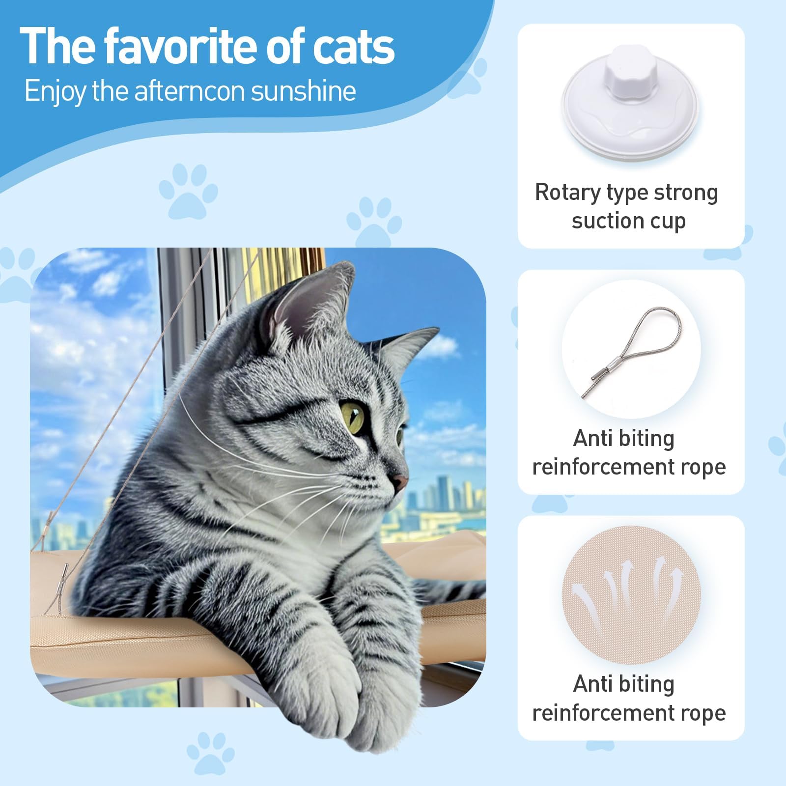 Cats Window Perch: capacidad de carga de 20 kg para un uso seguro.