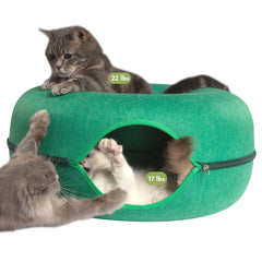 Cattasaurus Peekaboo Cueva Gato Donut ofrece refugio cómodo para gatos grandes
