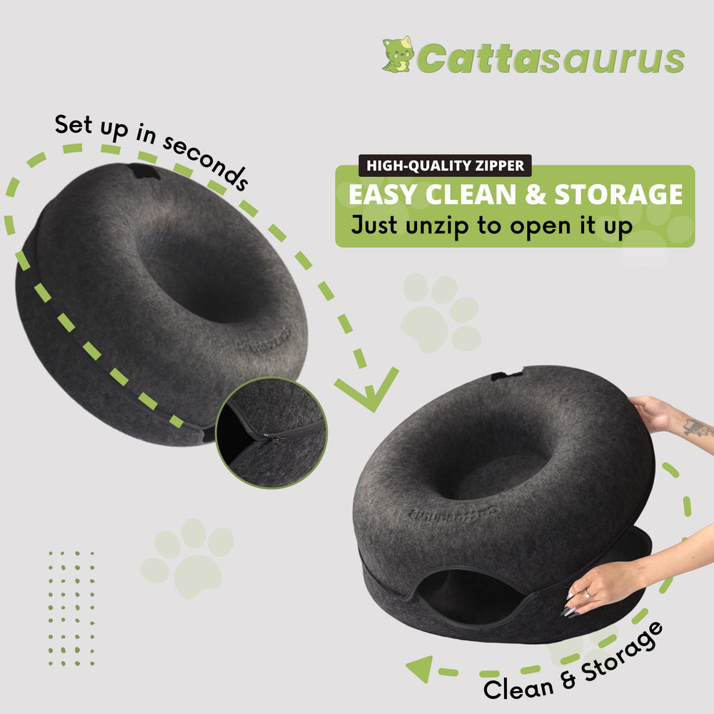 Cattasaurus Peekaboo: diseño moderno en gris oscuro que combina con la decoración.