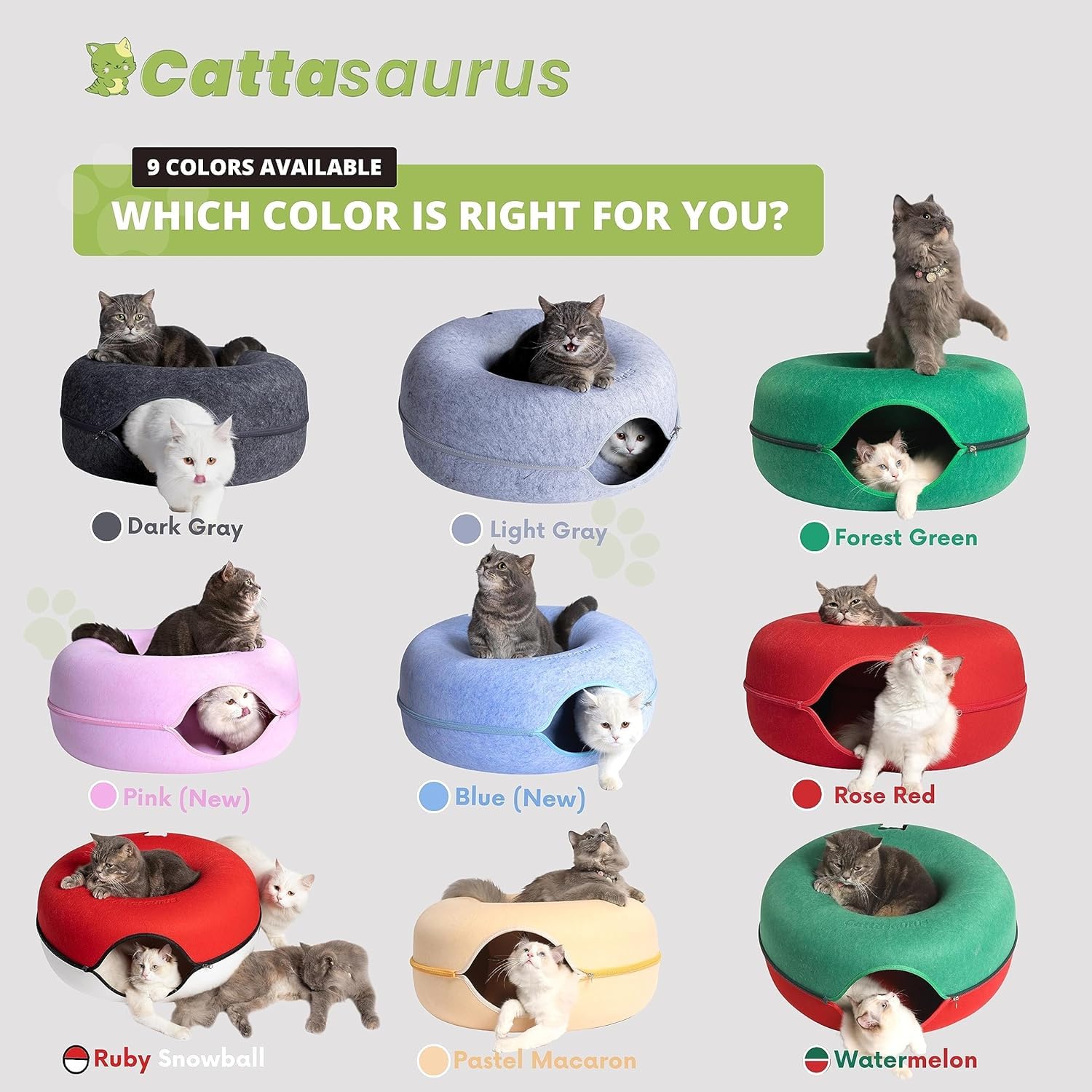 Cattasaurus Peekaboo: tunel desmontable para limpieza rápida.