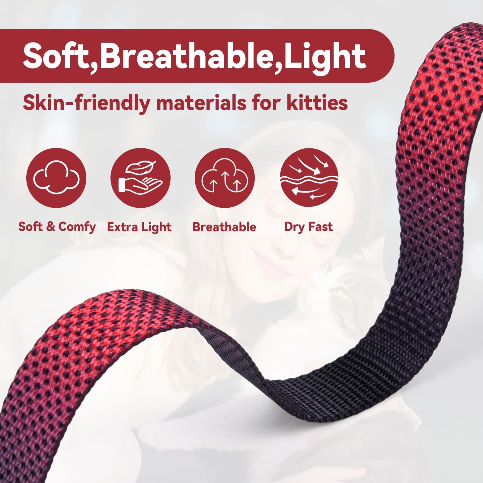 Cattooll ajuste cuello-pecho para gatos pequeños, medianos y grandes.
