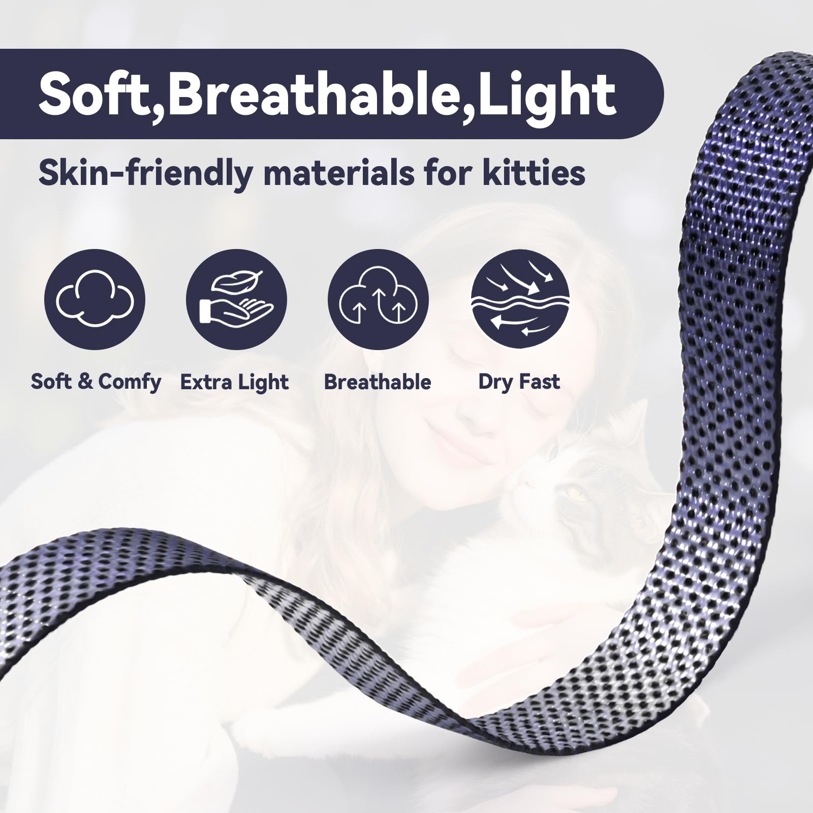 Cattooll arnés de color morado brillante facilita localizar al gato